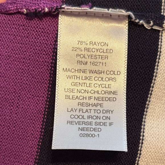 Liz Claiborne Purple and White Striped Long Sleeve Top 2X - Picture 5 of 5